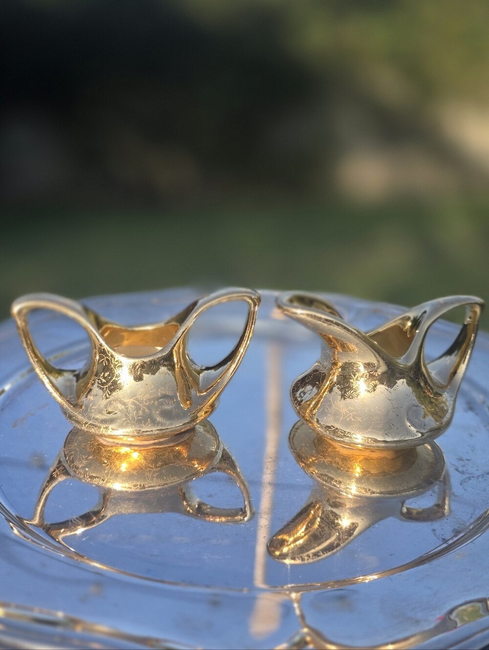 Vintage Pearl China Co. 22k Gold Creamer & Sugar Bowl Set